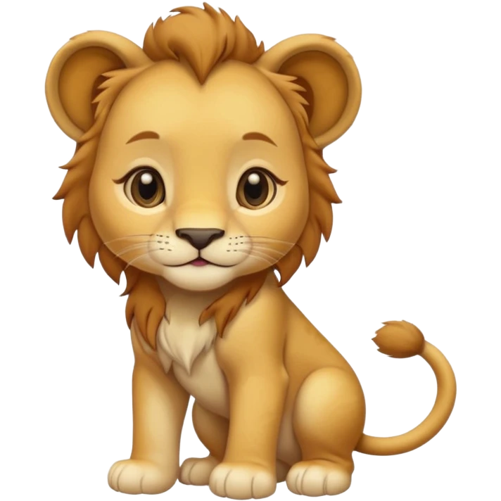 in lion family, only baby Girl lion., full body, single tail emoji