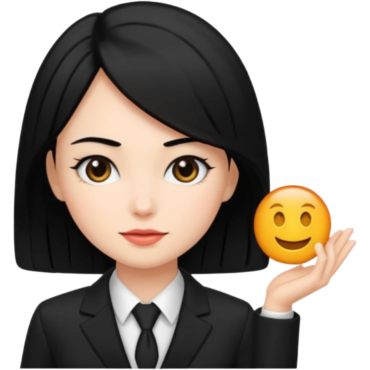 👩🏻‍⚖️ i need an image like this for a political analays with black hair and blck suit emoji