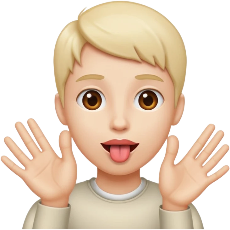 Tongue out and hands to the side   emoji