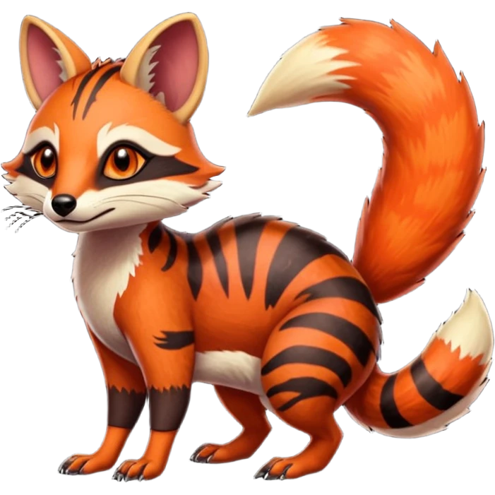 Fiery Wicked Cool Hot Edgy Badass Genet-Numbat-Fox-Civet-Vernid-fusion-hybrid-creature emoji
