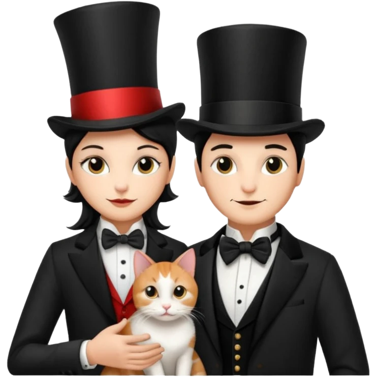 magician couple and their pet cat emoji