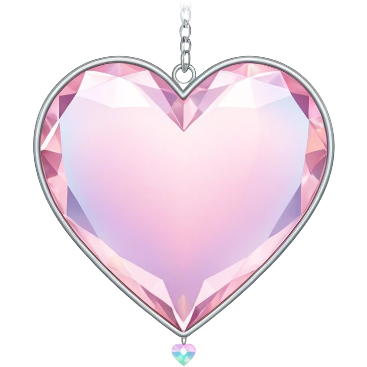 Iridescent pastel pink heart-shaped rosy pearly suncatcher crystals hanging  emoji