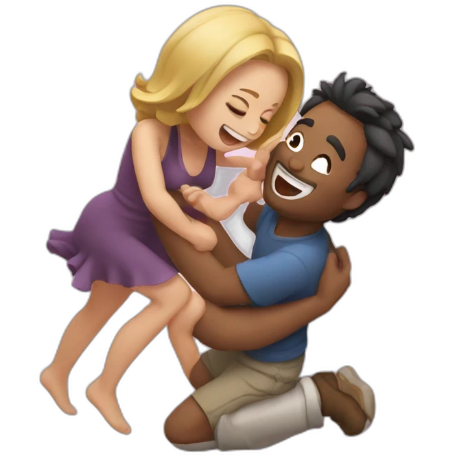 Man tickling woman emoji