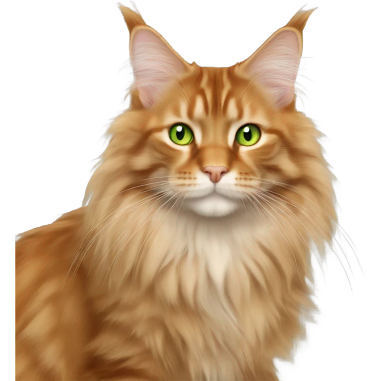 full shot of a Orange Maine coon with light green eyes emoji