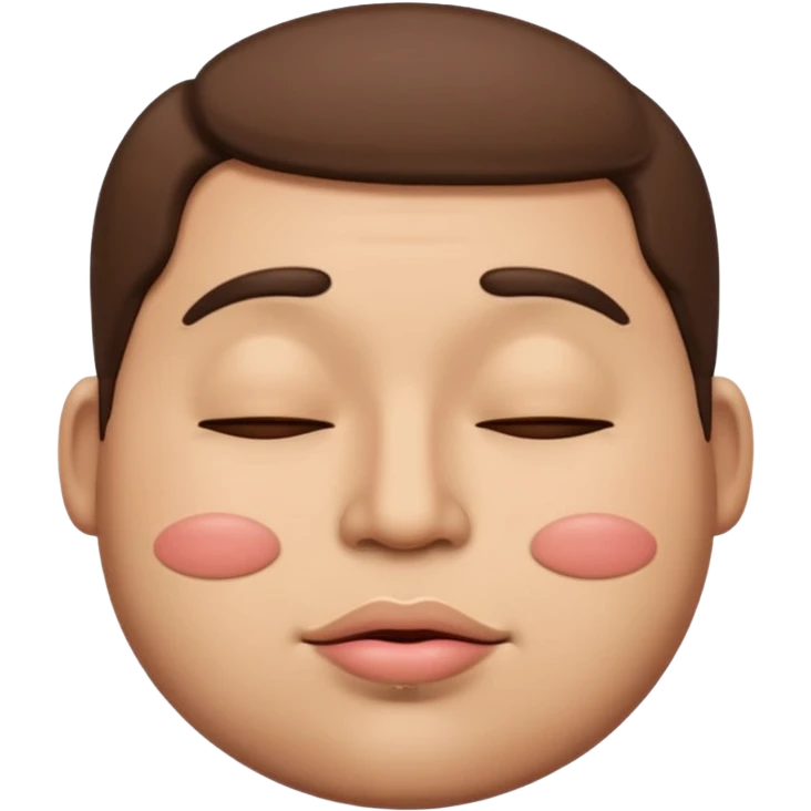 A male emoji with big fat lips with it’s eyes closed emoji