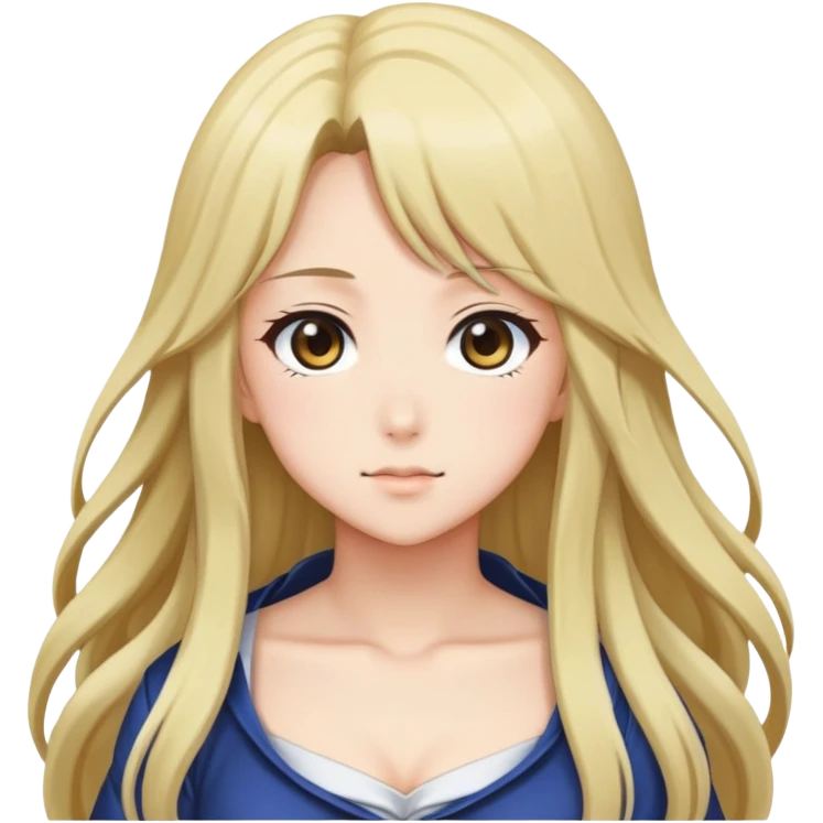 Anime girl with large bust size, generous figure, long hair emoji