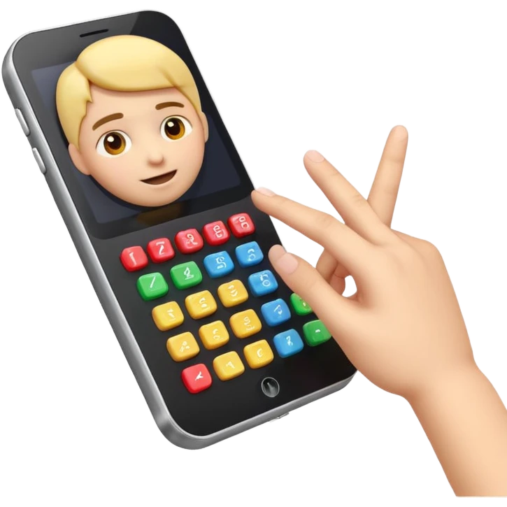3D iPhone style emoji of a person using a calculator, finger pressing colorful buttons, digital display showing numbers, isolated on white background, soft shadows, high detail, playful and cute. emoji