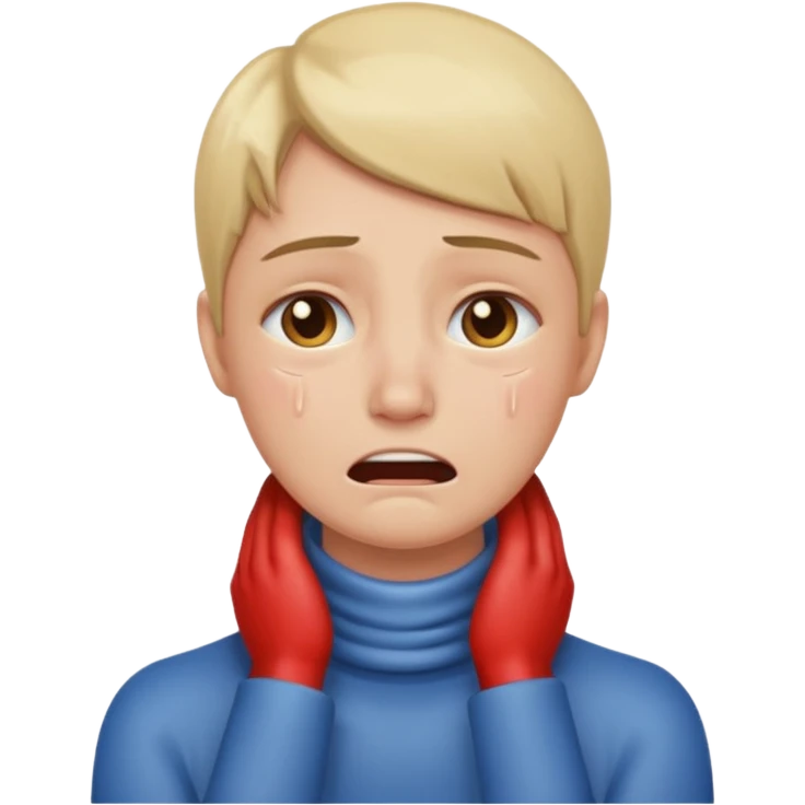 Crying face with hands on neck emoji