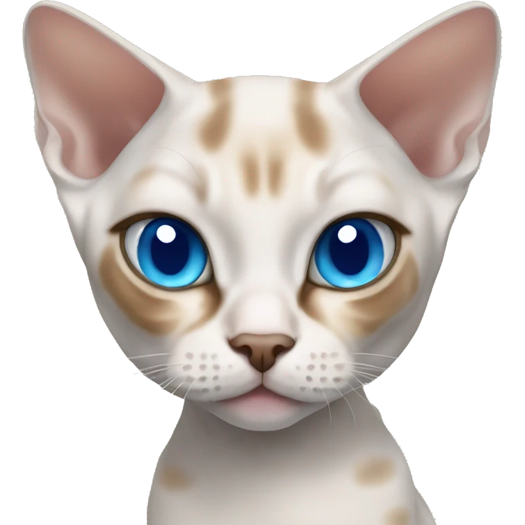 Cat Devon Rex with blue eyes emoji