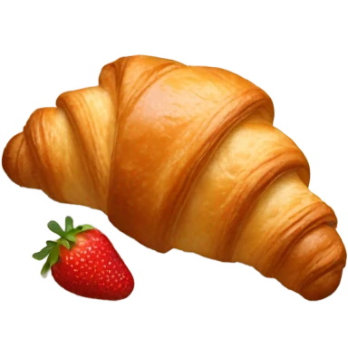 there is a croissant with strawberries in a beige plate emoji