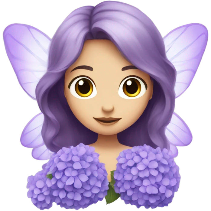 Hydrangea, girl, long hair, purple, fairy, big wings emoji