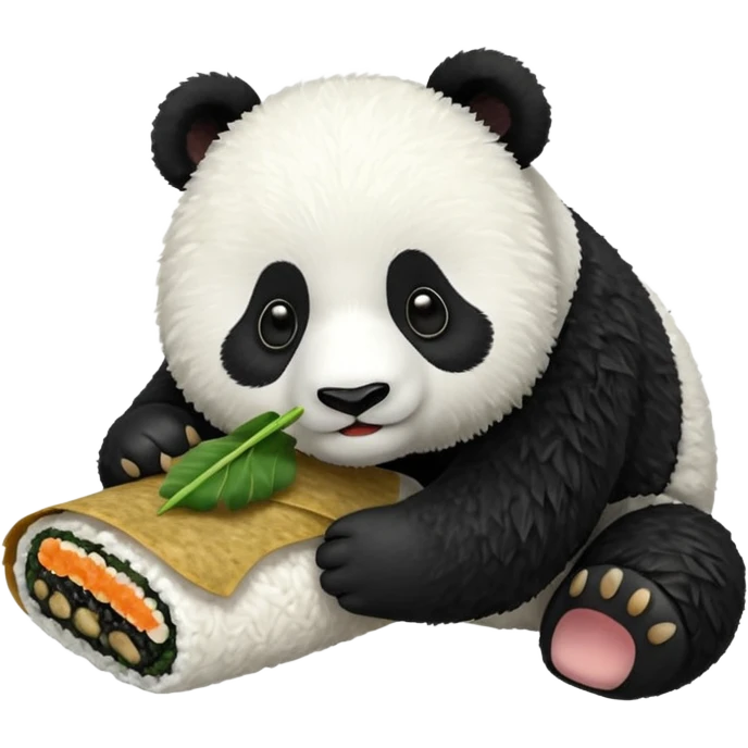 Panda eating a musubi  emoji