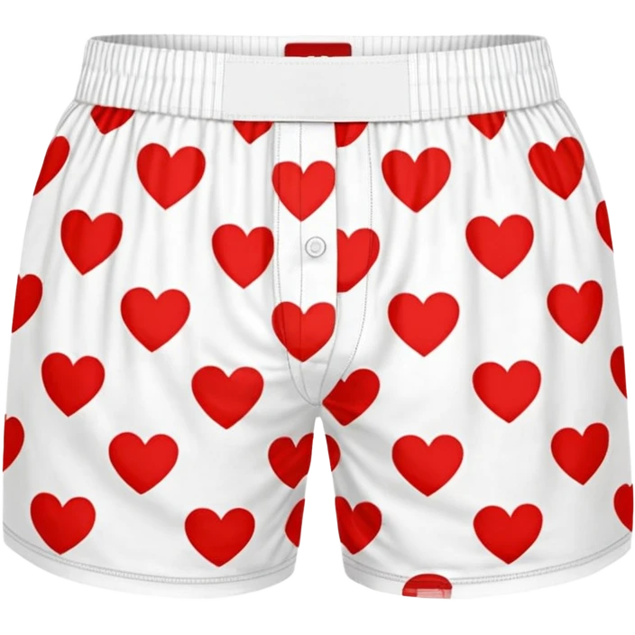 Red heart patterned white pair of boxers emoji