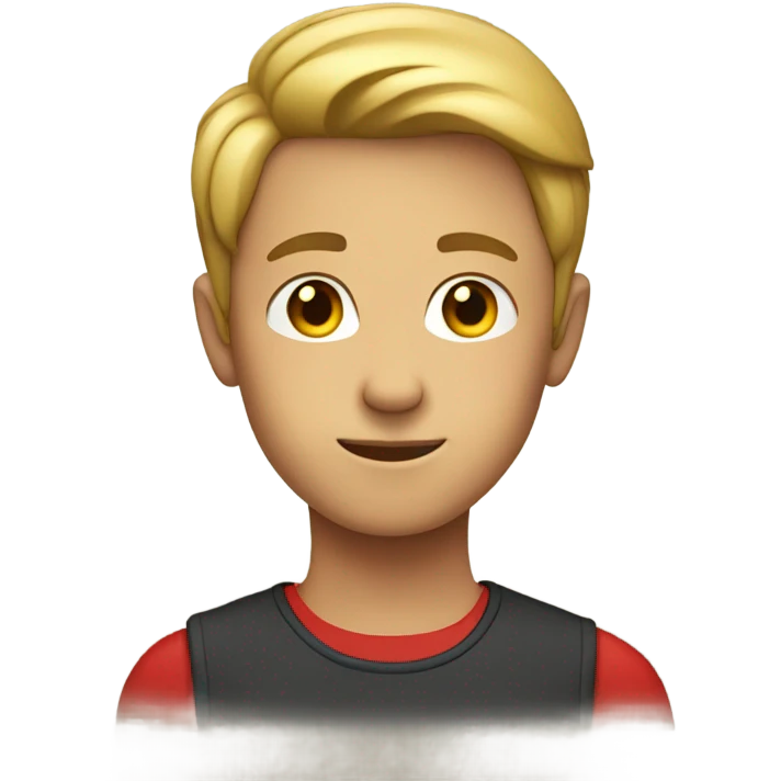 boy in red shirt indoors emoji