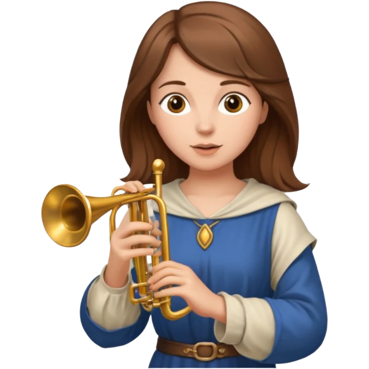medieval female poet with a trumpet emoji