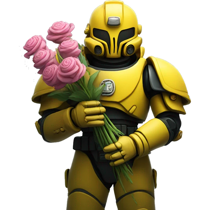 yellow spacemarine holding flowers  emoji