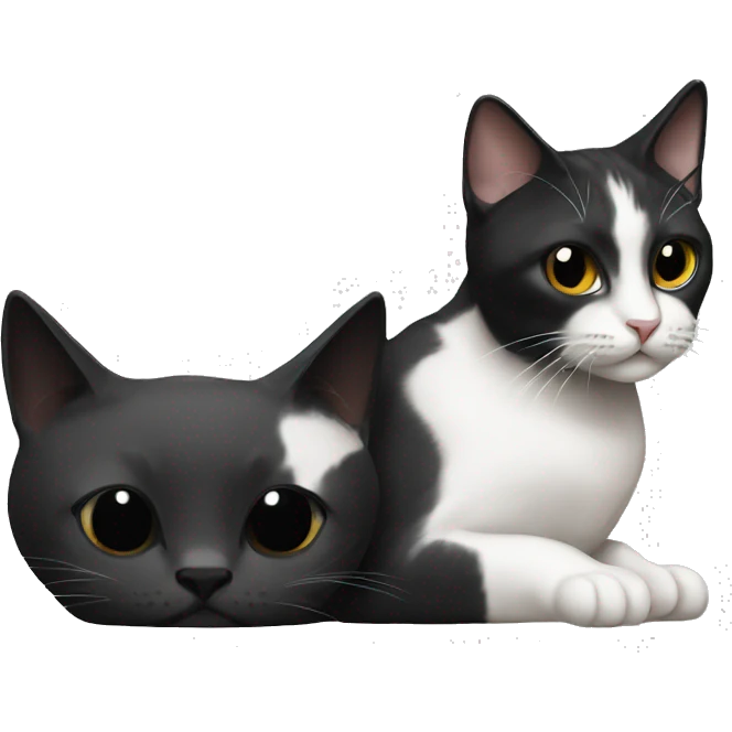 2 cats one black one white emoji