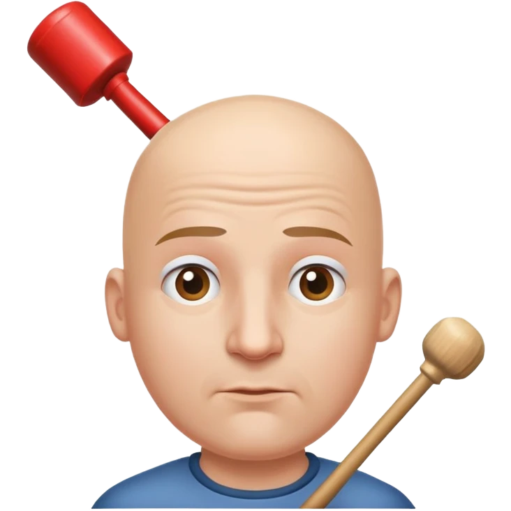 bald person with plunger on their head emoji