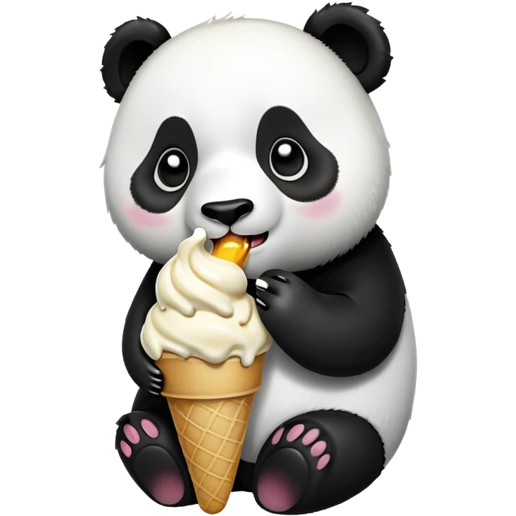 Panda eating ice cream emoji
