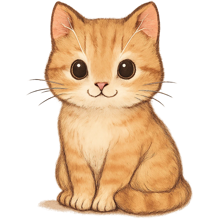 cute cat sitting, charming and detailed general style illustration emoji