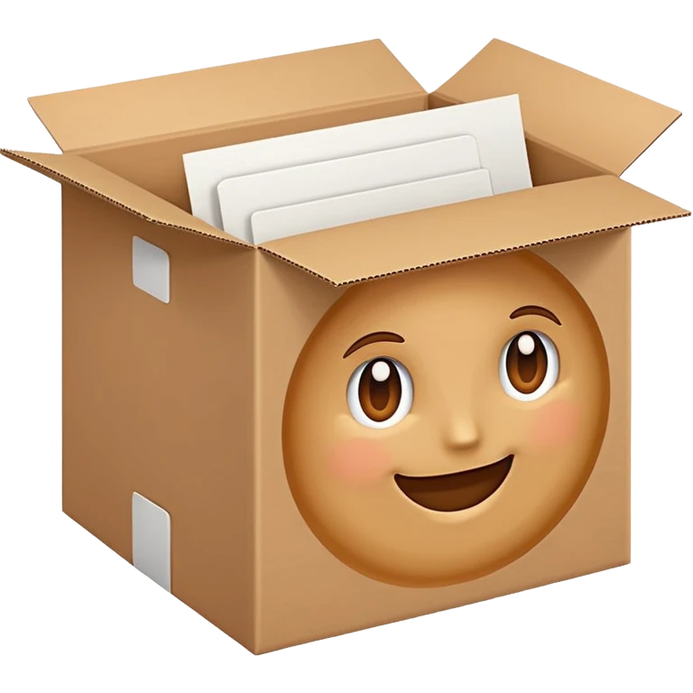 carton box with visible sheets of paper emoji