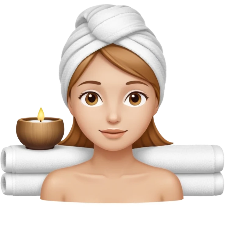 girl with light brown hair, towel on head, enjoying spa treatment emoji