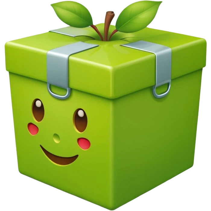 light green shipping box, apple style emoji, matching the shape and color of the reference photo emoji