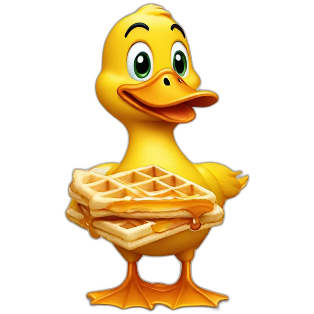 Duck eats waffle emoji