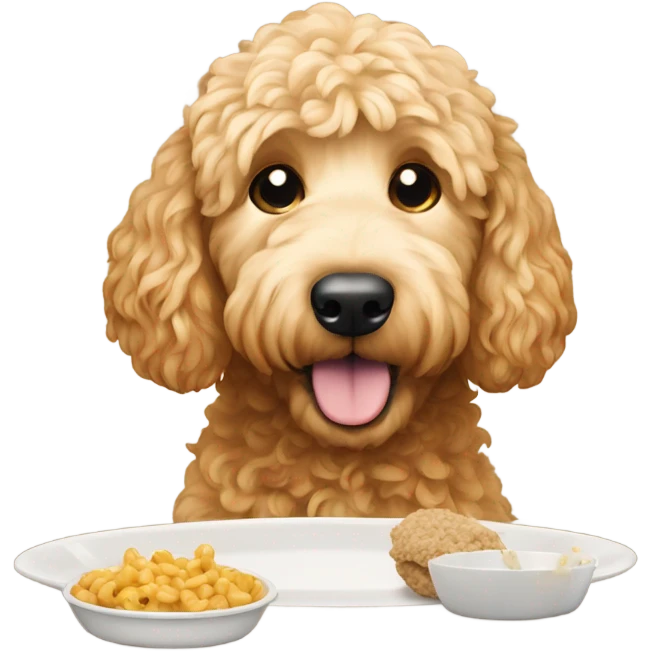 Golden doodle eating food emoji