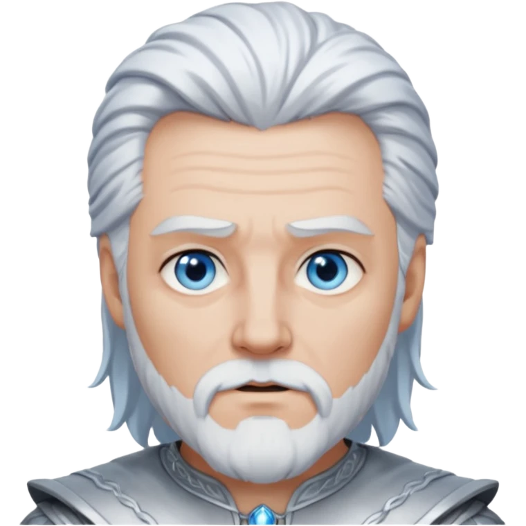 Odin with blue eyes, white hair, silver outfit emoji
