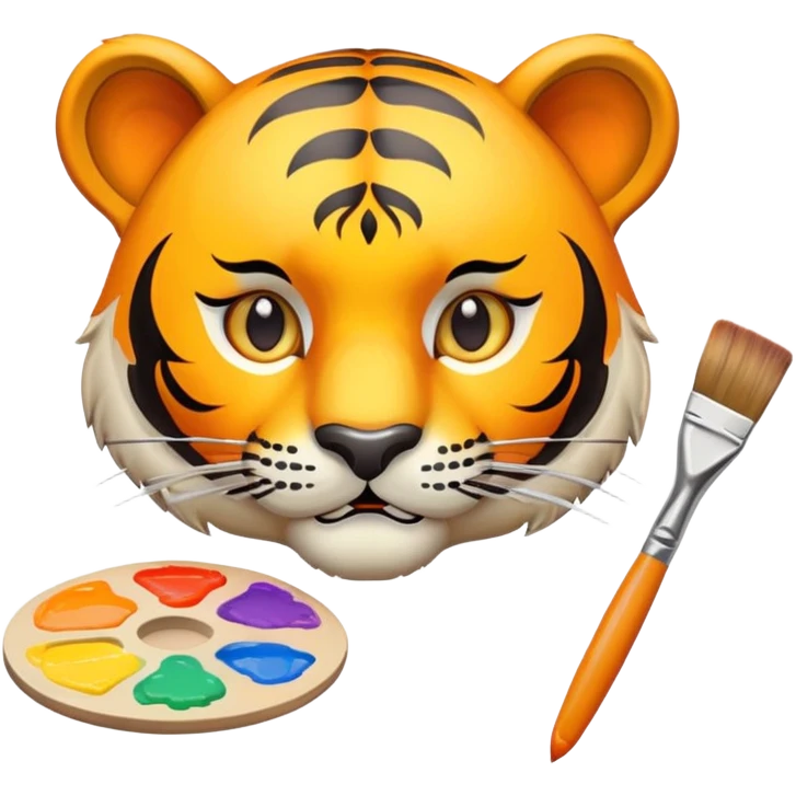 artist tiger face with palette and paintbrush for Twitch emote emoji