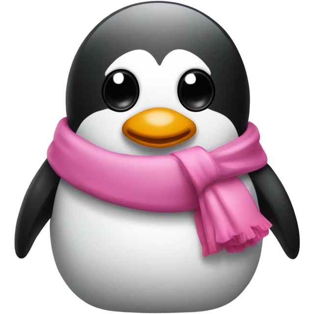 Pingüino con una bufanda rosa emoji