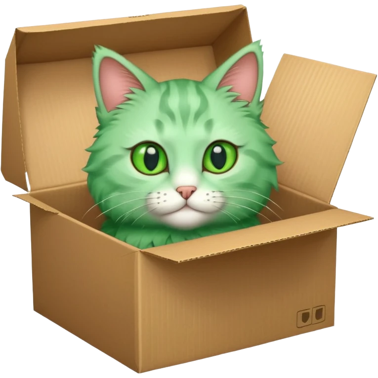 green cat in box emoji