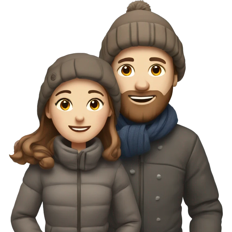 Norwegian couple with brown hair on a winter walk emoji
