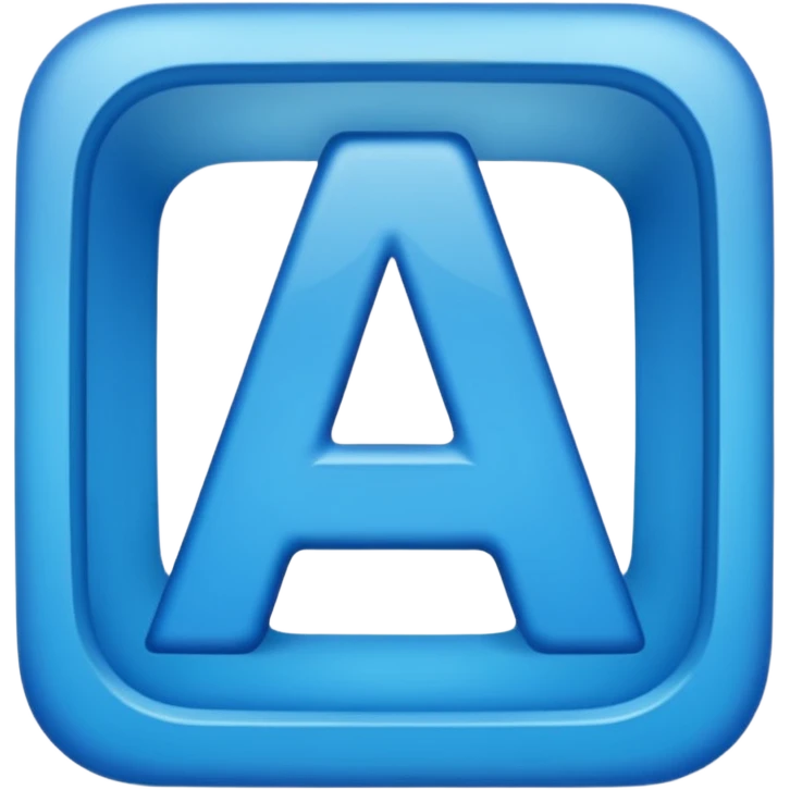 capital letter "A" printed in blue color square shape in center emoji