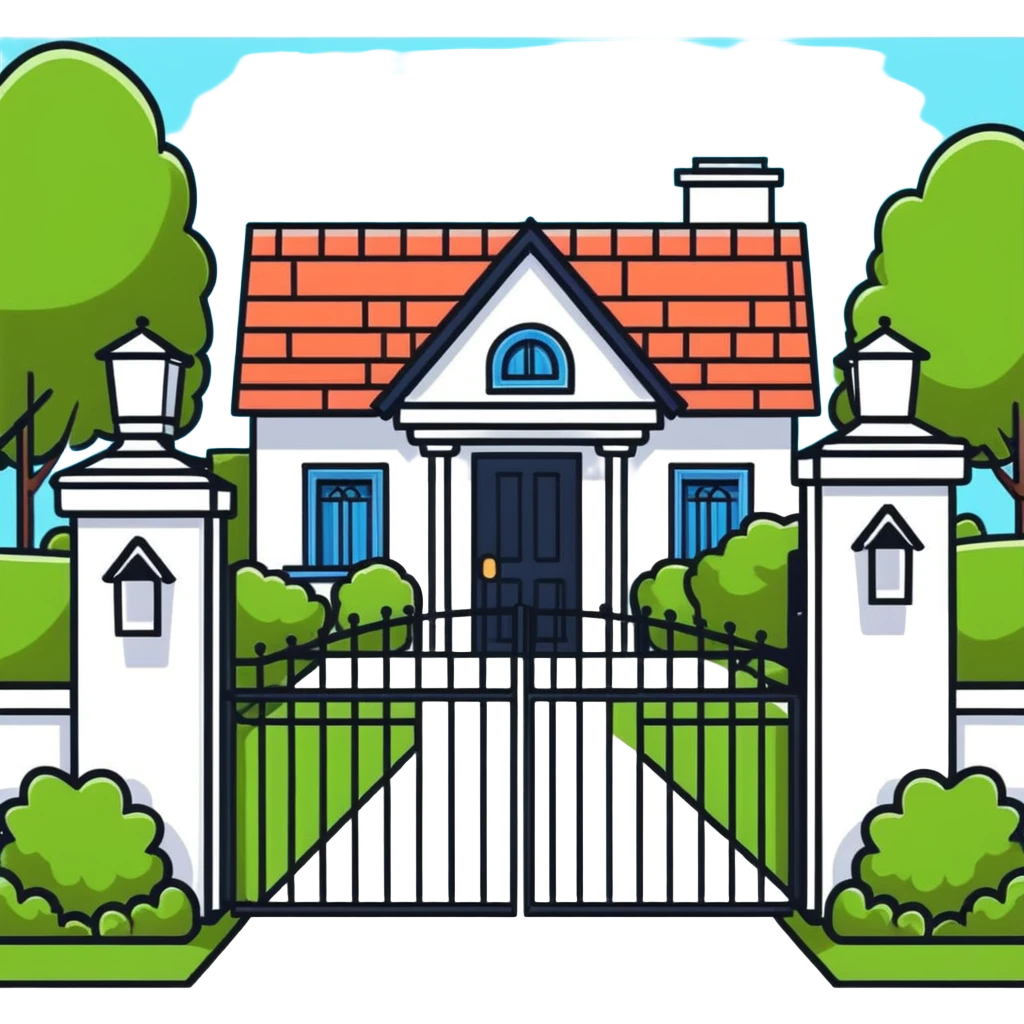 house entrance gate with garden fence emoji