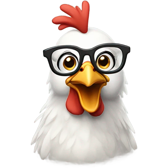 Pixar nerdy chicken wearing eyeglasses emoji