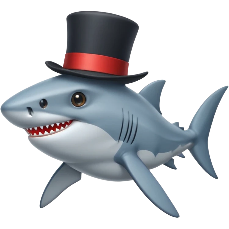 Shark with a top hat emoji