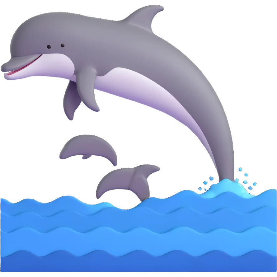 swimming dolphin in ocean waves emoji
