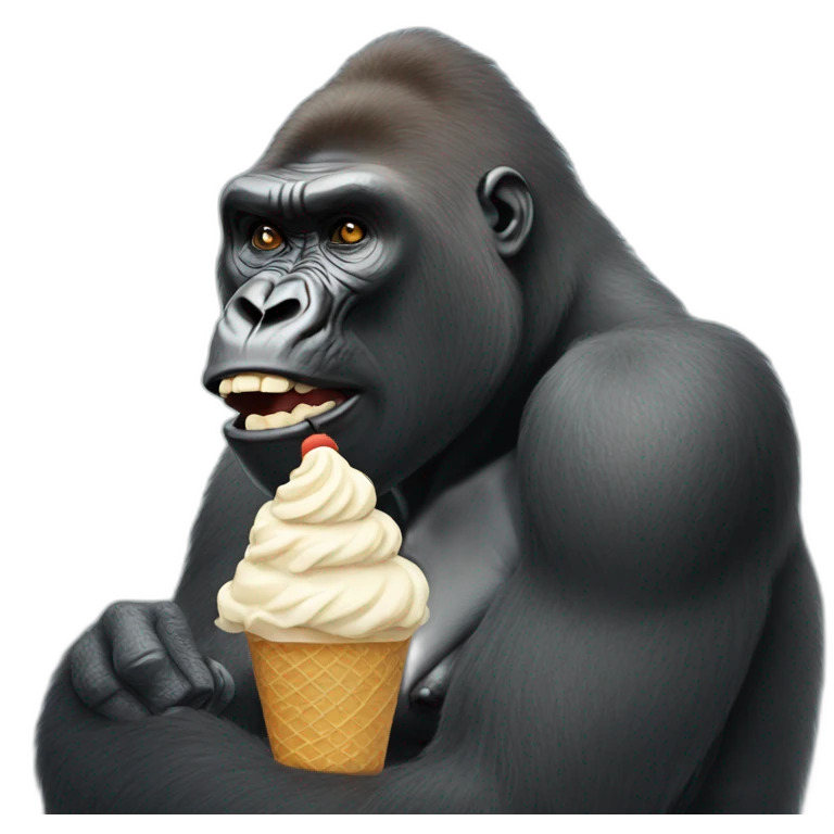 gorilla eating ice cream emoji