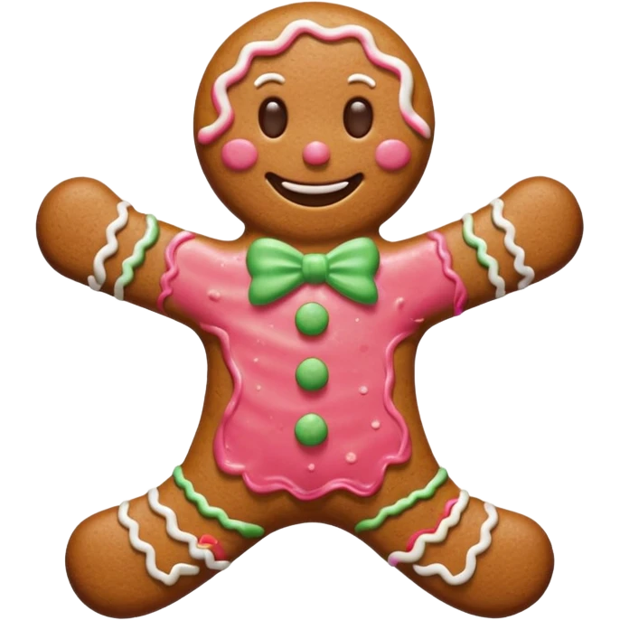 Gingerbread Man with icing smile emoji