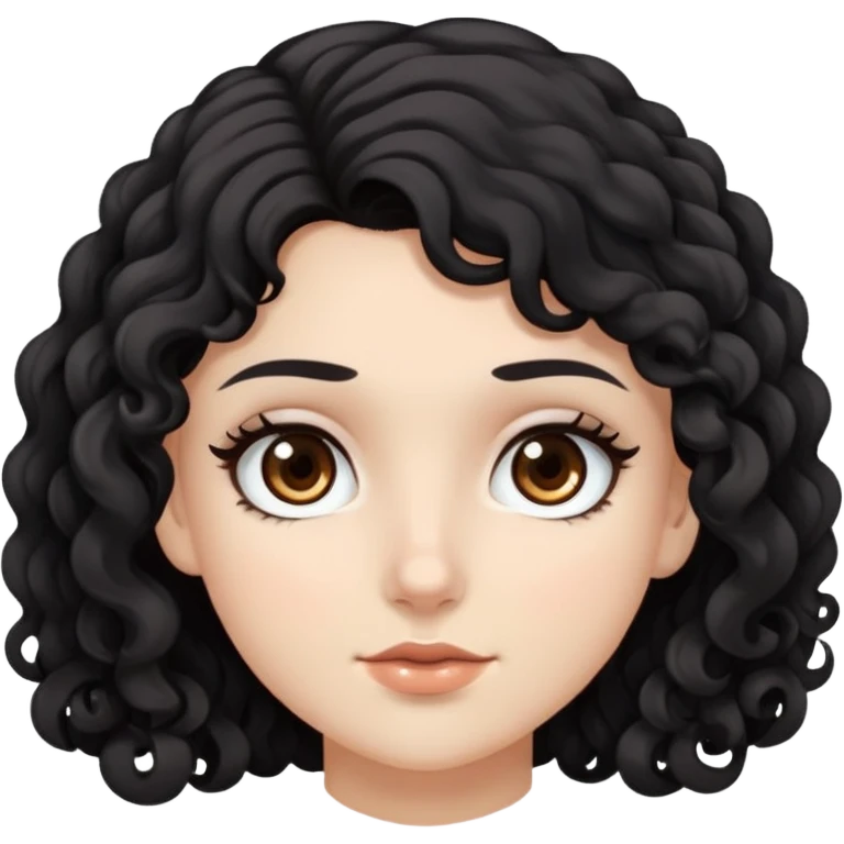 A white pretty girl with long black hair and dark brown eyes, and anotherwhite  pretty girl with short curly dark brown hair and dark brown eyes emoji
