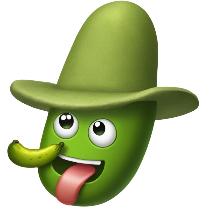 Pickle in a hat eating a pickle emoji