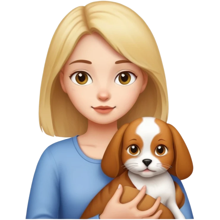 Girl holding a cat and a dog emoji