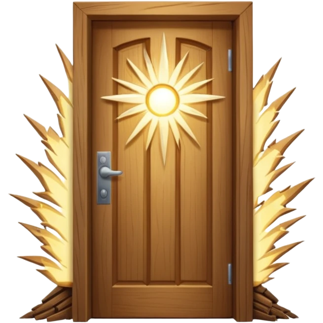 Door bursting open, light blasting outward emoji