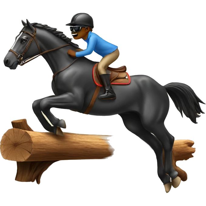 Horse jumping over a log with sunglasses emoji