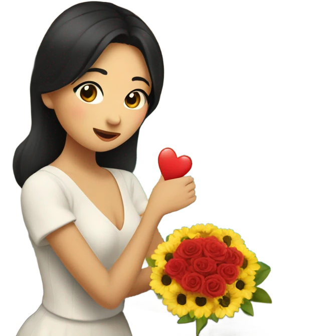 Asian girl in love Italy emoji
