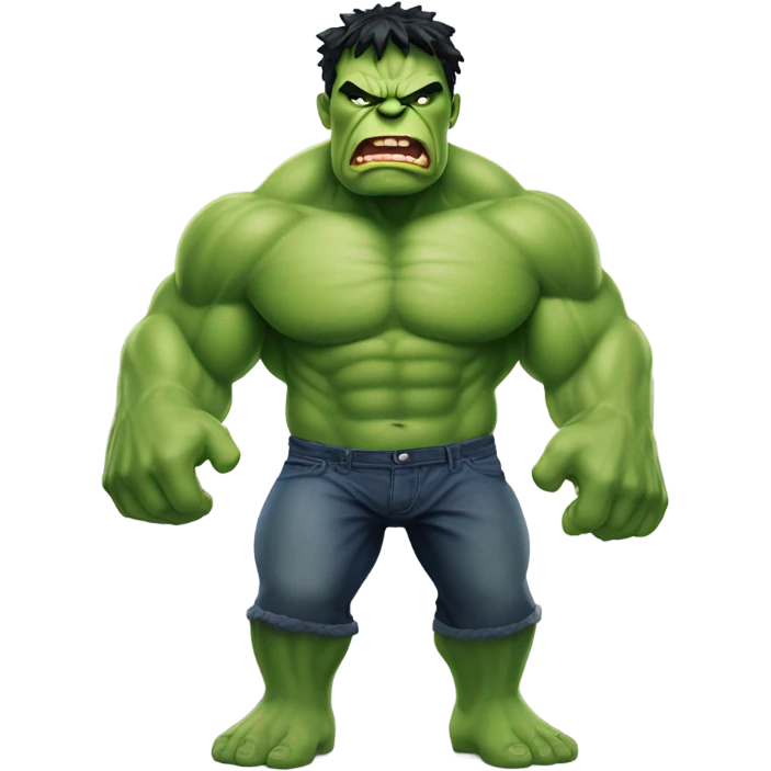 🟢👺😂 The green "Hulk" emoji represents the Hulk character. The angry face emoji shows the Hulk's signature fierce expression. And the laughing face emoji conveys that the Hulk's face or actions are funny. emoji
