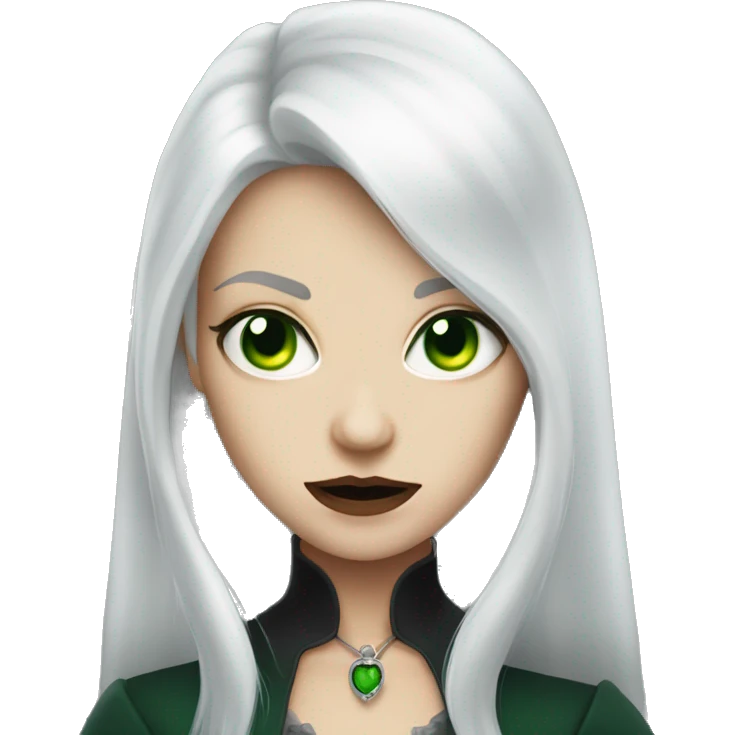 white hair vampire girl green grey eyes emoji