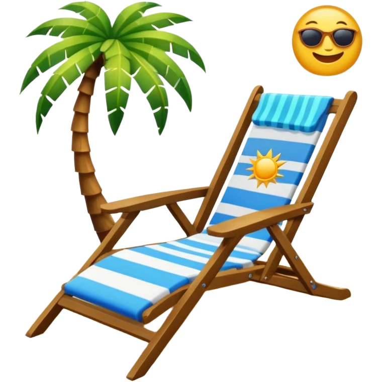silla de playa y palmeras sol y olas emoji